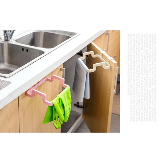 Door Hanging Garbage Bag Holder Rag Rack for Home Kitchen Cabinet Storage green