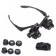 Double Eye Magnifier Glasses Jewelry Watch Repair Loupe Glasses with LED Light and 8 Lens black