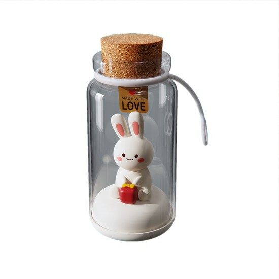 Drift Bottle Night Light Usb Rechargeable Pat Induction 3-level Brightness Cute Rabbit Lamb for Kids Gifts yellow light