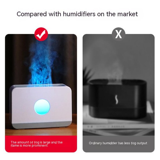 Dual-color Flame Air Humidifier Aroma Diffuser Desktop Quiet Humidifier Fog Maker Home Fragrance Diffuser White