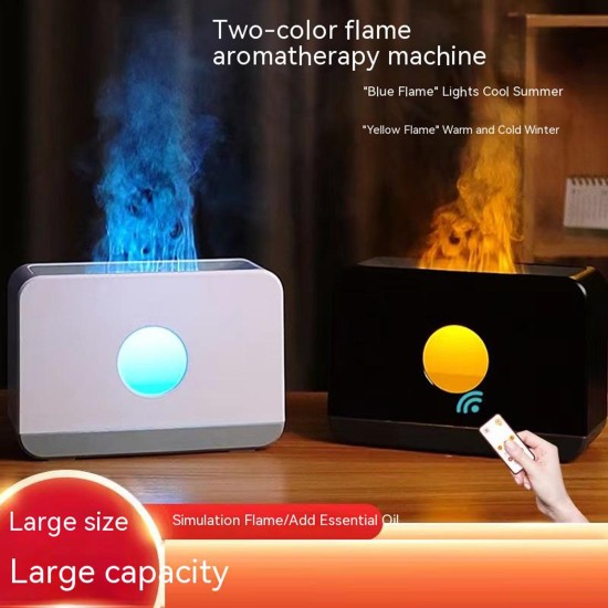 Dual-color Flame Air Humidifier Aroma Diffuser Desktop Quiet Humidifier Fog Maker Home Fragrance Diffuser White