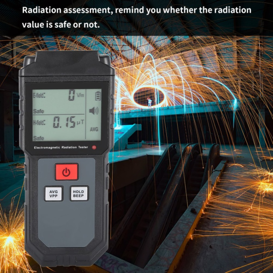 ET825 Electromagnetic Field Radiation Detector Tester Emf Meter Rechargeable Handheld Counter Emission Dosimeter black