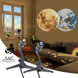 Earth Moon Lamp Projector Night Light Creative Earth Planet Bedroom Table Lamp for Moon Fantasy Lovers Couples Kids