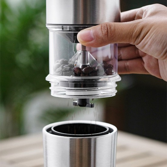 Electric Coffee Grinder Low Noise Stainless Steel Portable Rechargeable Coffee Mill Machine silver