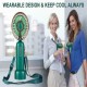 Electric Cooling Fan Portable Handheld 3 Airflow Settings 4800mah Usb Power Supply Mini Fan green