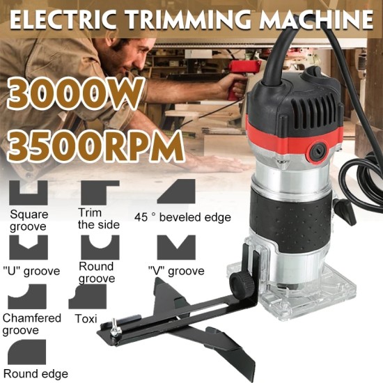 Electric Hand Wood Trimmer Wood Router with Guide Assembly Storage Case U.S. regulations