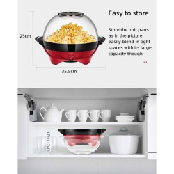 Electric Popcorn Machine Household Automatic Rapid Heating Detachable Non-stick Popcorn Dish 2.5L EU Plug