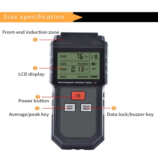 Emf Et825 Digital Electromagnetic Field Radiation Tester Smart Sensor Sound Light Alarm Handheld Lcd Detector