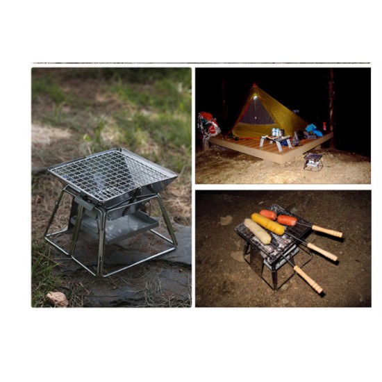 Exquisite Portable Stainless Steel BBQ Oven Set BBQ Grill for Outdoor Small Barbecue 19*19cm