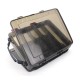 Fishing Bait Box Multi-function Double Deck Sided Wooden Shrimp Plastic Fishing Tackle Box Tool Container Case Gun color translucent