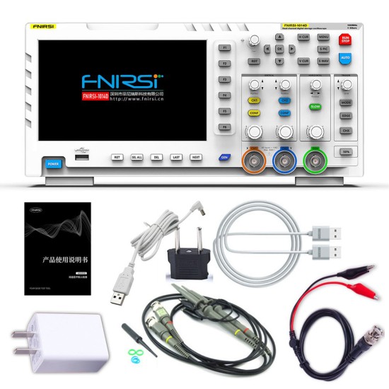 Fnirsi 1014d Digital Oscilloscope 7" 100mhz Dual Channel Input Signal Generator Measure 12 Kinds Parameter US Plug