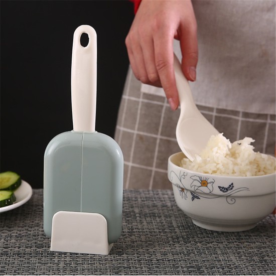 Foldable Rice  Spoon Automatic Opening Closing Rice Scoop With Dust Cover Pink