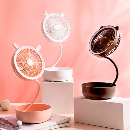 Folding USB Rechargeable Portable Fan Small Desktop Fans for Room Brown_140*140*70mm