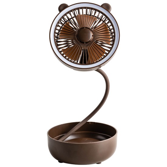 Folding USB Rechargeable Portable Fan Small Desktop Fans for Room Brown_140*140*70mm