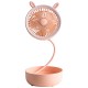 Folding USB Rechargeable Portable Fan Small Desktop Fans for Room Pink_140*140*70mm