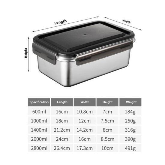 Fresh Keeping Box 316 Stainless Steel Crisper Super Large Capacity Refrigerator Special Frozen Storage Fruit Bento Box