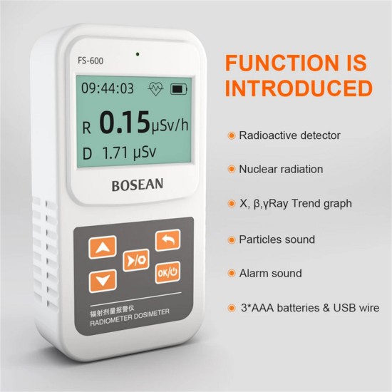 Geiger Counter Nuclear Radiation Detector X-ray Beta Gamma Detector Geiger Counter Dosimeter White