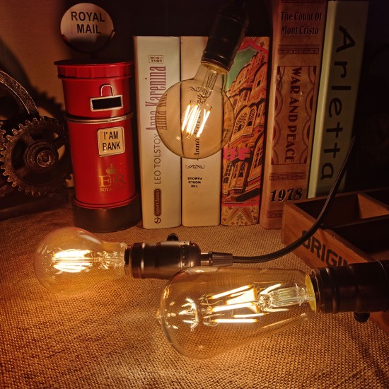 Glass Edison  Bulb Literary Retro Appearance Filament Lamp Warm Lighting E27 110v 4w 2700k Dining Room Coffee Shop Decoration