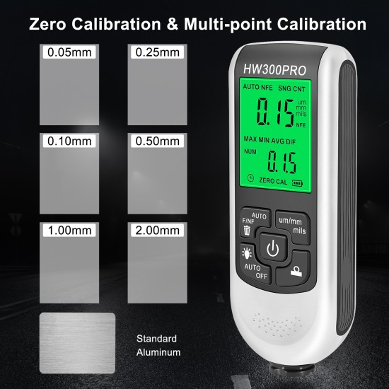 HW-300PRO Coating Thickness Gauge 0-2000um Digital Lcd Display Paint Thickness Meter White