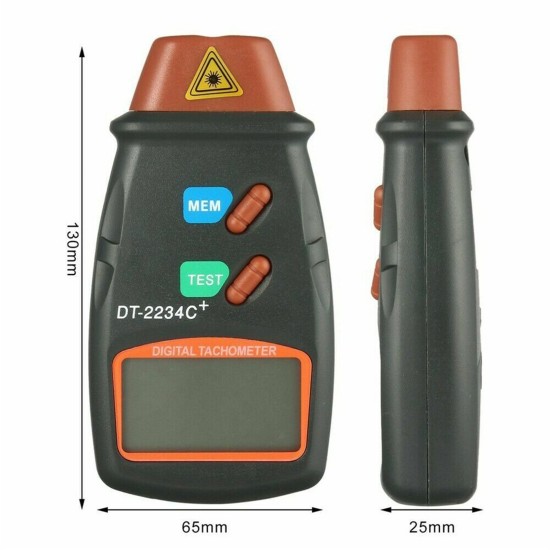 Handheld Digital Tachometer Lcd Display Non-contact Photoelectric Tachometer Meter Speed Gauge Dt2234c+ black