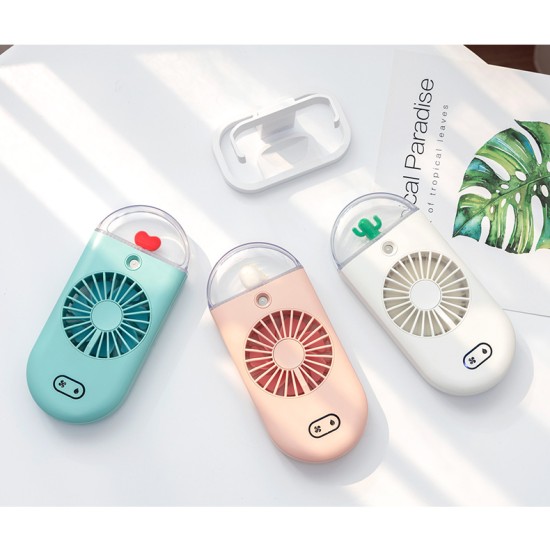 Handheld Water Spray Mist Fan USB Charging Air Cooling Mini Humidifier Fan for Student Outdoor white_Handheld spray fan