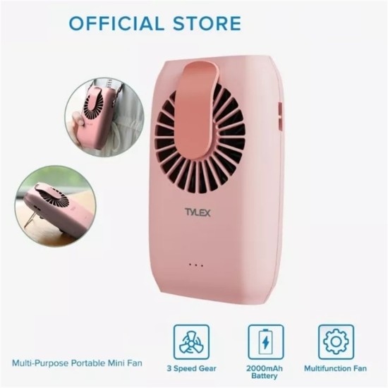 Hanging Neck Fan Portable Usb Rechargeable Wearable Waist Clip Fan for Outdoor Work Travel Camping Fishing Sports Pink