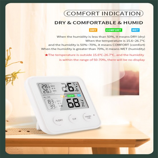 High-precision Indoor Temperature  Tester With Digital Display Humidity Meter Multi-function Thermometer