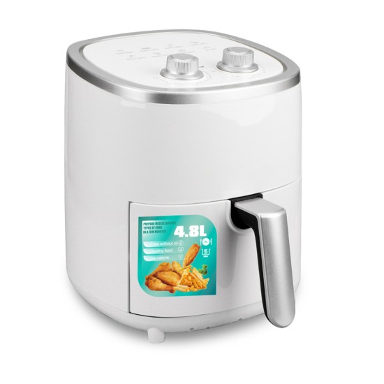 Household Air Fryer 4.8l Large Capacity Automatic Cooking Accessories For Healthy Oil-free Low Fat Cooking white EU plug