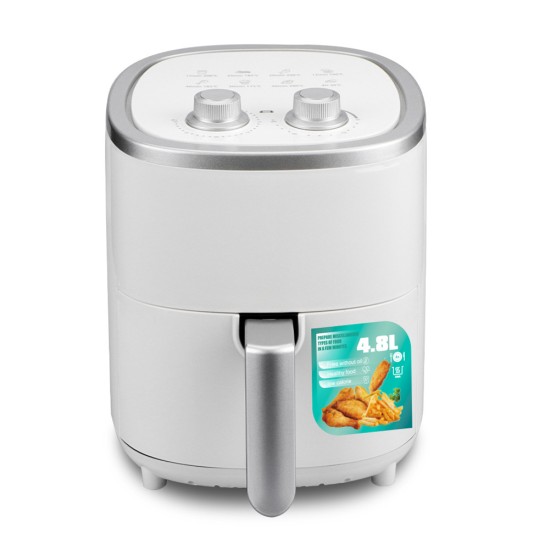 Household Air Fryer 4.8l Large Capacity Automatic Cooking Accessories For Healthy Oil-free Low Fat Cooking white EU plug