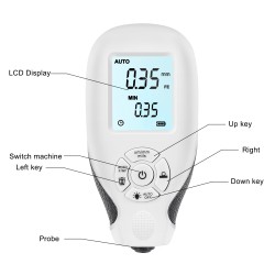 Hw-300 Digital Coating Thickness Gauge 0-2000um Automotive Paint Film Thickness Tester Resolution 0.01mm White