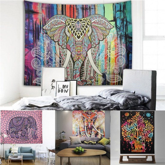 Indian Decor Mandala Tapestry Wall Hanging Hippie Throw Bohemian Dorm Bedspread Table Cloth Curtain 150 * 130cm0DAU