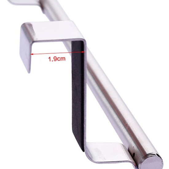 Kitchen Stainless Steel Door-hanging Towel Rack Single Rod Nail-free Duster Cloth Hanger  Large