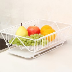 Kitchen Tableware Drain Bowl Rack Large Capacity Dish Drain Basket White