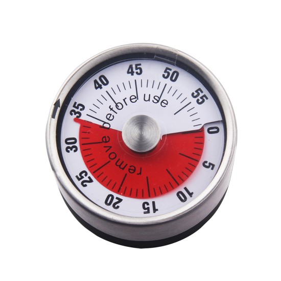 Kitchen Timer Stainless Steel Mechanical Baking Learning Time Reminder Timer with Magnet white