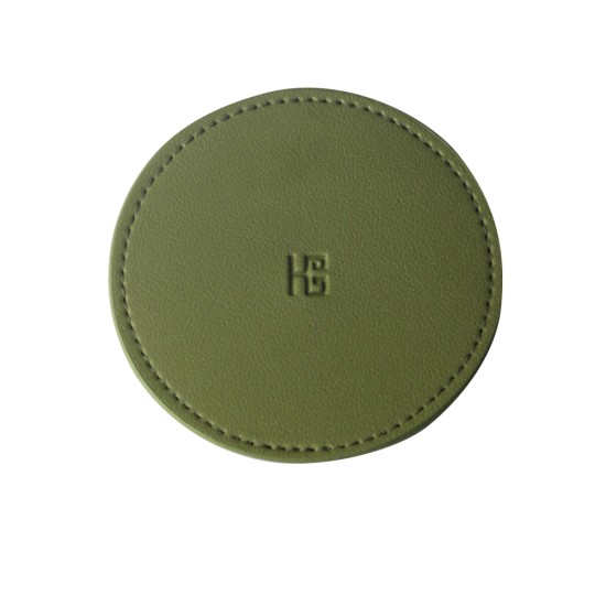 Leather Insulation Coaster Anti-scald Heat-resistant  Non-slip Double-layer Home Office Table Mat Green