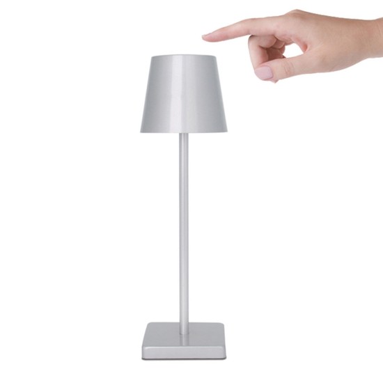 Led Table Lamp Dimming USB Charging Built-in 3600mah Battery Touch Night Light for Bedroom Hotel Restaurant Bar Silver