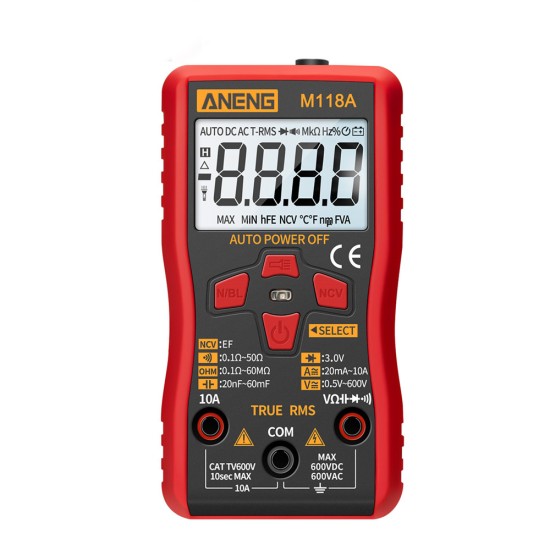 M118A Digital Mini Multimeter Tester Auto Mmultimetro True Rms Tranistor Meter with NCV Data Hold 6000counts Flashlight BGD0070