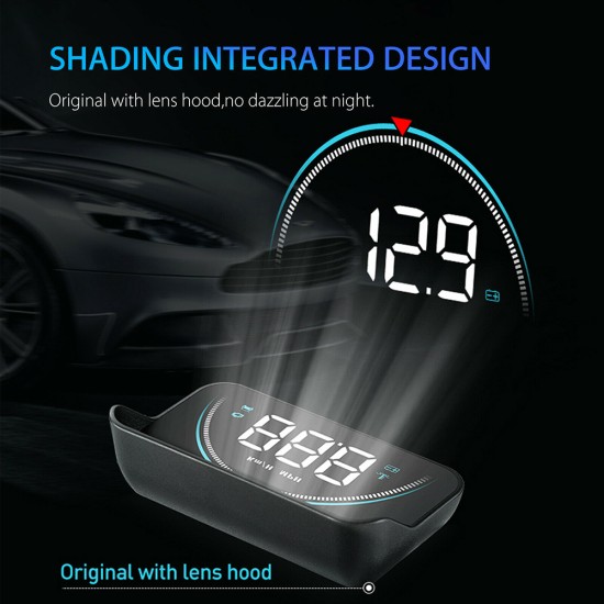 M8 Car Hud Head-up  Display Led Screen Display Obd2 Ii Overspeed Warning System Speed Non-destructive Installation Voltage Alarm black