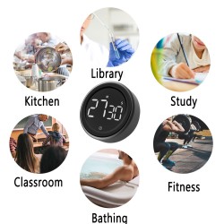 Magnetic Digital Kitchen  Timer For Cooking Shower Study Stopwatch Countdown Alarm Counter black