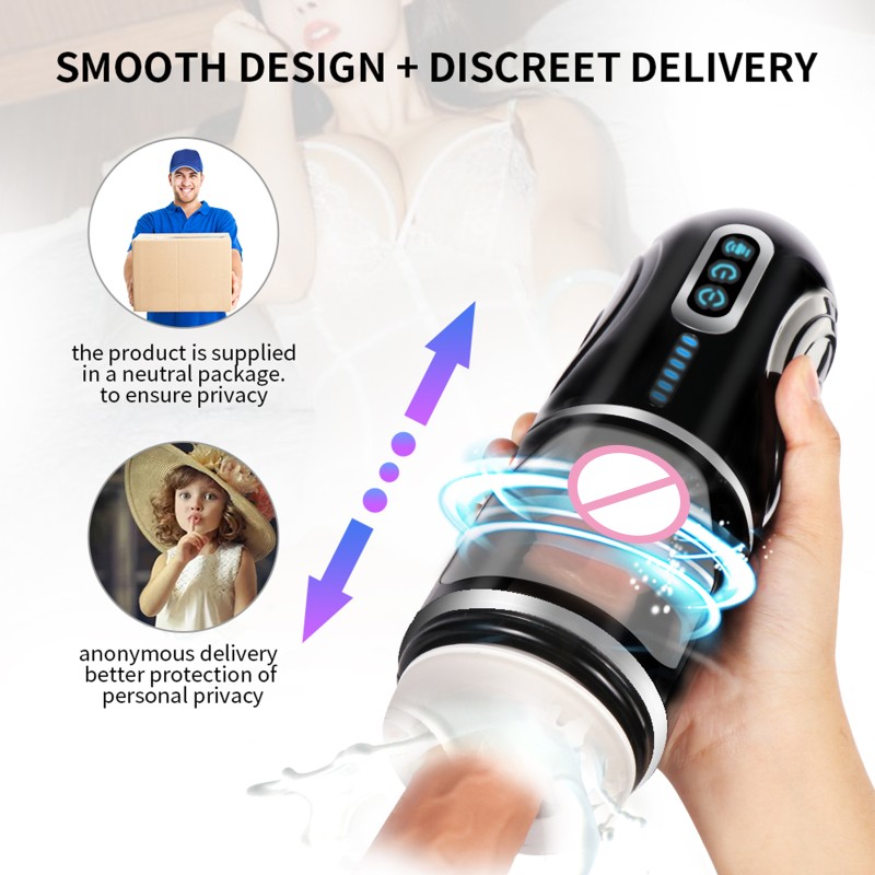 Male Masturbator Cup with 4 Thrusting Suction 10 Vibration Modes Automatic Telescopic Rotating Blowjob Sex Toy Black Male Masturbator Cup with 4 Thrusting Suction 10 Vibration Modes Automatic Telescopic Rotating Blowjob Sex Toy Black
