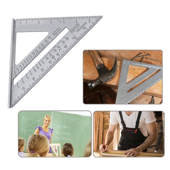 Measurement Tools Carpenter Ruler Speed Square Protractor Miter Framing Tri-square Line Scriber Saw Guide Silver