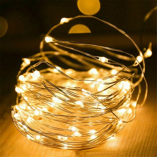 Metal 3 AA Battery Box Copper / Silver Wire Flashing  Light  String  Light, 10m100led/ 2m20led/ 5m50led Birthday Holiday Wedding Atmosphere Light 2 meters 20 lamp silver wire