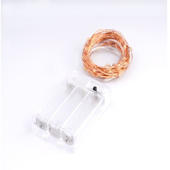 Metal 3 AA Battery Box Copper / Silver Wire Flashing  Light  String  Light, 10m100led/ 2m20led/ 5m50led Birthday Holiday Wedding Atmosphere Light 2 meters 20 lamp silver wire