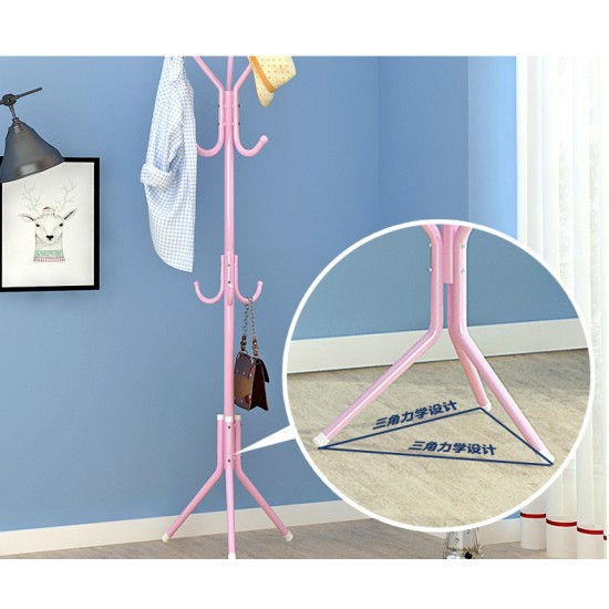 Metal Coat Rack Assembled Living Room Hat Clothing Display Stand Home Furniture 43*43*172cm pink_HBY906S