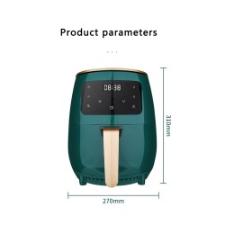 Metal Multifunctional Air  Fryer With Anti-skid Handle Household Non-fume Touch Screen 4.5l Large Capacity Smart Oven Bake Machine green_EU plug