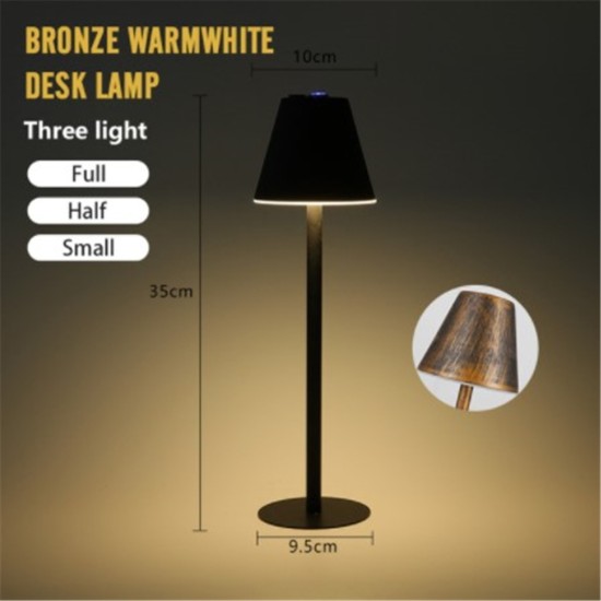 Metal Nordic Style Wrought Iron Table  Lamp Touch Dimming Eye Protective Bar Living Room Bedroom Wireless Lighting Atmosphere Led Light Black warm white light