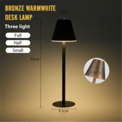 Metal Nordic Style Wrought Iron Table  Lamp Touch Dimming Eye Protective Bar Living Room Bedroom Wireless Lighting Atmosphere Led Light Bronze white light