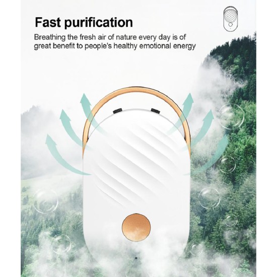 Mini Hanging Neck Negative  Ion Air Purifier Portable Pm2.5  Formaldehyde Removal  Necklace white