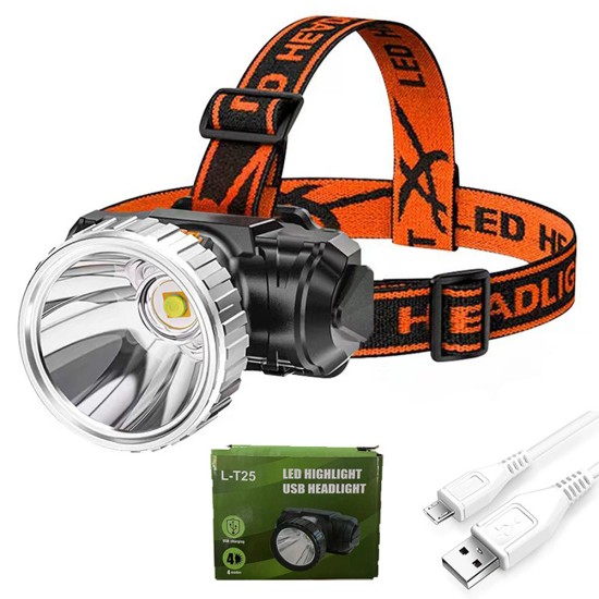 Mini Led Headlamp Portable Outdoor Rechargeable 4 Level Head-mounted Flashlight Torch for Adventure Yellow