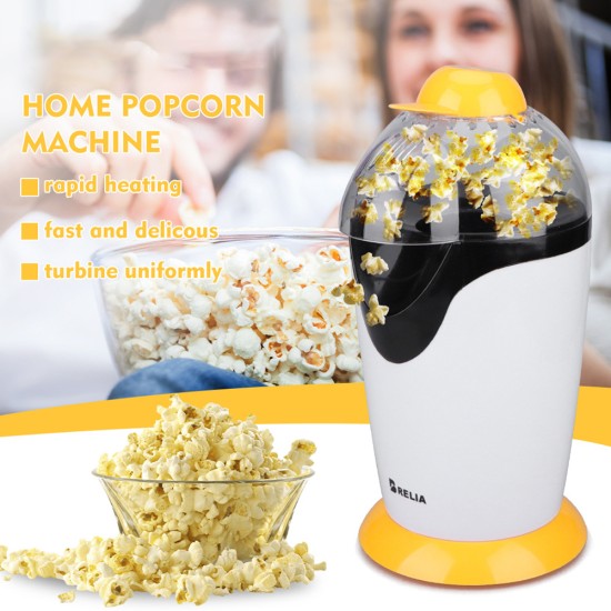 Mini Popcorn Machine With Transparent Cover Household Automatic Electric Popcorn Maker For Parties Families Ktv yellow EU plug